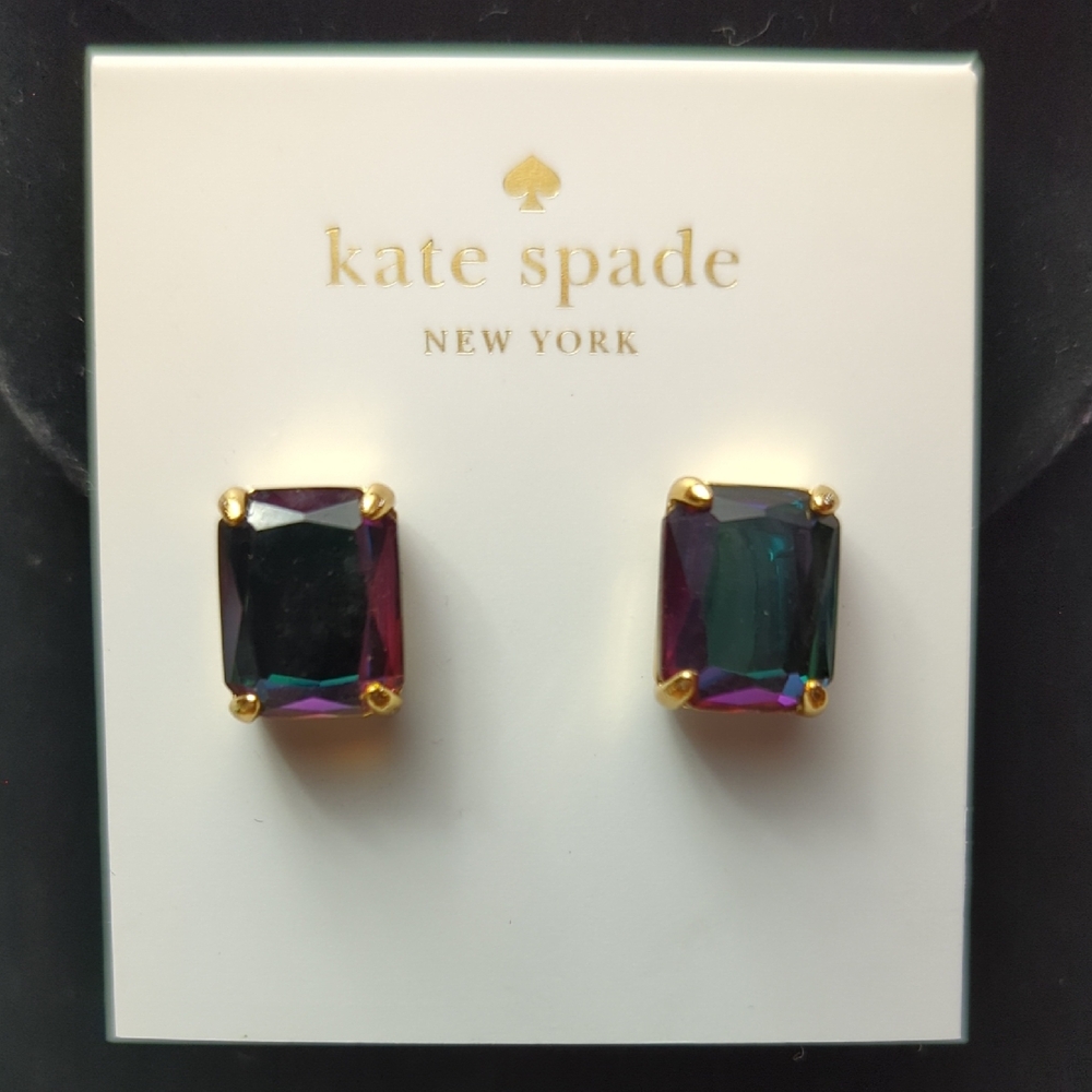 NWOT (#58) kate spade new york Small Square Iridescent Studs in Aurora Borealis